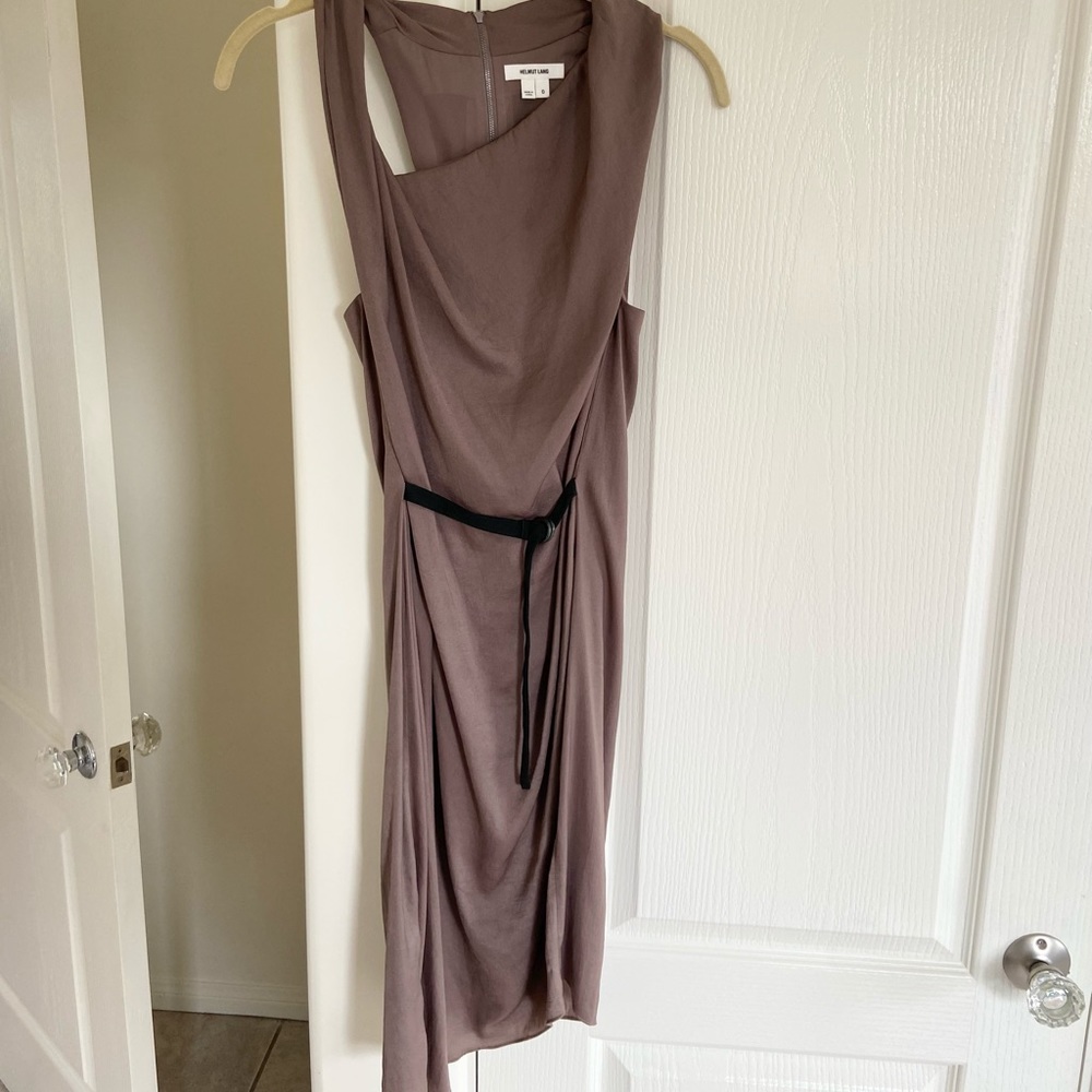 Helmet Lang Silk Mini Dress Mocha